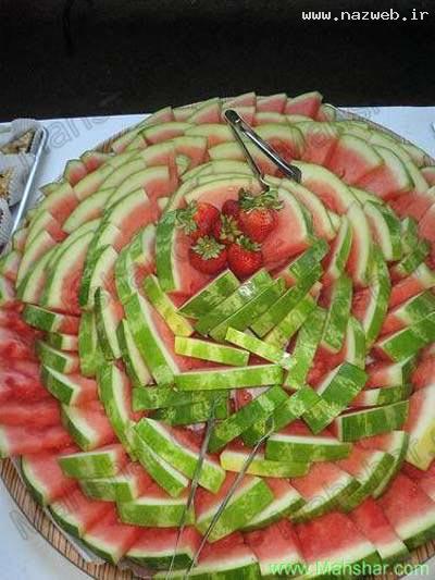 تزئین زیبای هندوانه و میوه برای شب یلدا