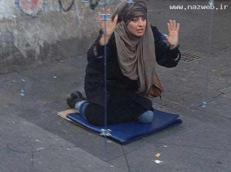 زندانی شدن دردناک این زن محجبه در زندان شیشه ای!