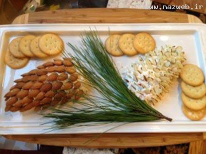 طرز تهیه توپ پنیری و بادام به شکل میوه درخت کاج