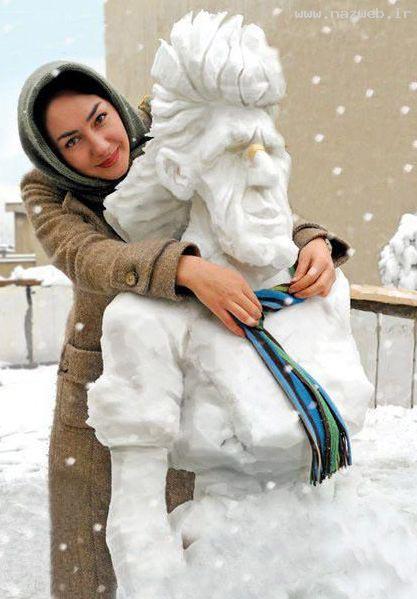 عکس آدم برفی زیبایی که هانیه توسلی درست کرد!
