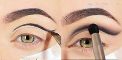 آموزش تصویری آرایش چشم با سایه ی فیروزه ای
