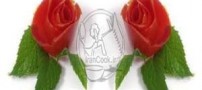 آموزش تصویری تزئین گوجه فرنگی با شکل گل رز