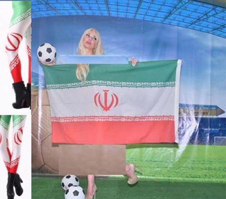 پرچم ایران در دست مانکن نیمه‌ عریان جام جهانی برزیل + (عکس) 