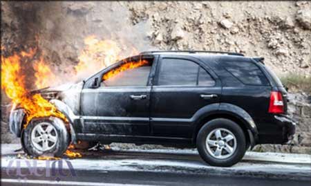 تصاویری از آتش سوزی سورنتو در جاده ی هراز