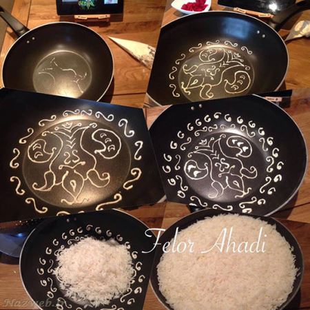 آموزش تصویری تهیه ته دیگ طرح دار 