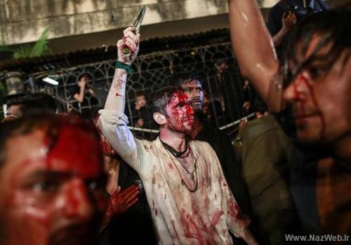تصاویری از قمه زنی وحشتناک و مراسم عزاداری مسلمانان!
