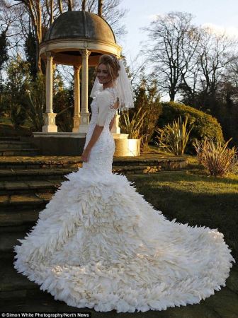 لباس عروس منحصربفرد با 22000 پر غاز! عکس
