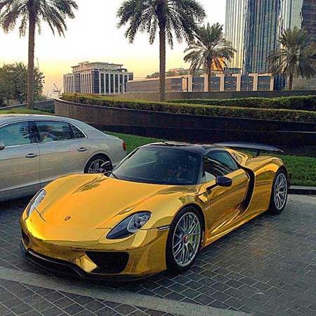 پورشه دیدنی 918 با روکش طلا (عکس)