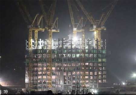 ساخت حیرت انگیز آسمانخراش 57 طبقه به مدت 19 روز (عکس)