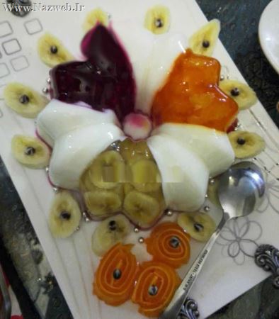 مدل تزئین ژله چند رنگ عمودی