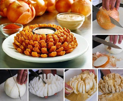 آموزش تصویری پیاز سوخاری به شکل گل رز