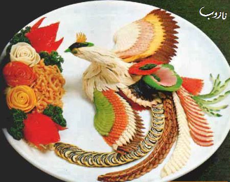 تزئین زیبای سبزیجات دورچین غذا