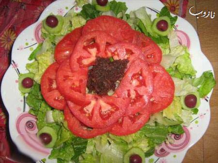 تزئین های زیبای گوجه و خیار برای سالاد