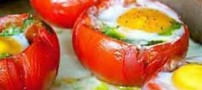 صبحانه،گوجه شکم پر با تخم مرغ
