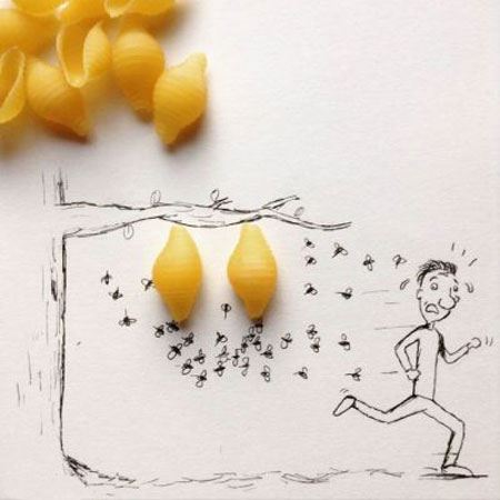 مدل نقاشی های ترکیبی زیبا و طنز با اشیاء