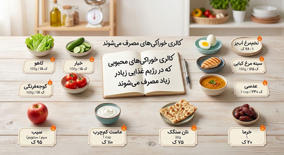 میزان کالری تمامی مواد غذایی به ترتیب حروف الفبا