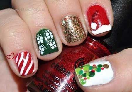 مدل ناخن های جدید با طراحی کریسمس و بابانوئل 2016