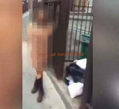 لخت شدن این زن در خیابان برای چت کردن! عکس