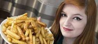 دختر 23 ساله با عجیب ترین مدل غذا خوردن (عکس)