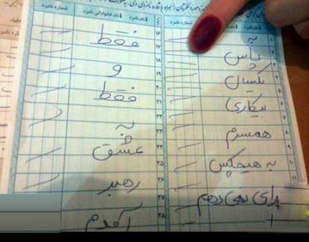 عکس نوشته جالب روی یک رای باطله !