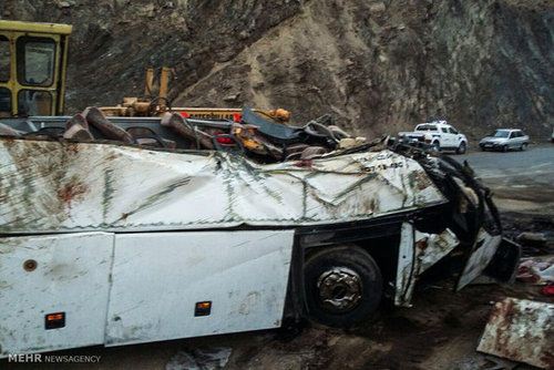 تصاویر وحشتناک تصادف اتوبوس در چالوس