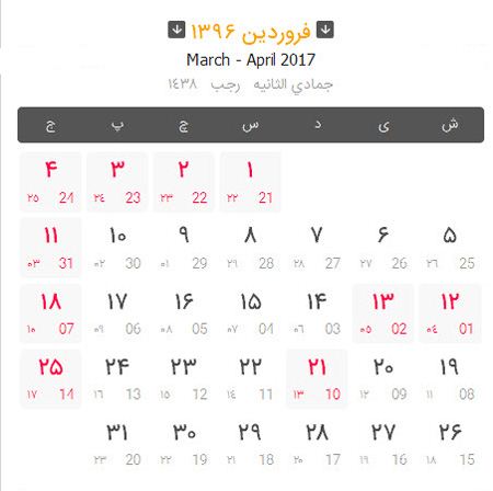 زمان تحویل سال 1396 با تقویم