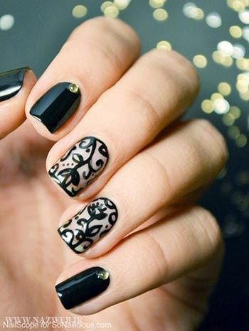 مدل طراحی ناخن سیاه و سفید