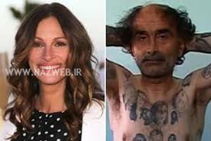 عکس های جنجالی خالکوبی جولیا رابرتز روی تمام بدن مرد طرفدارش