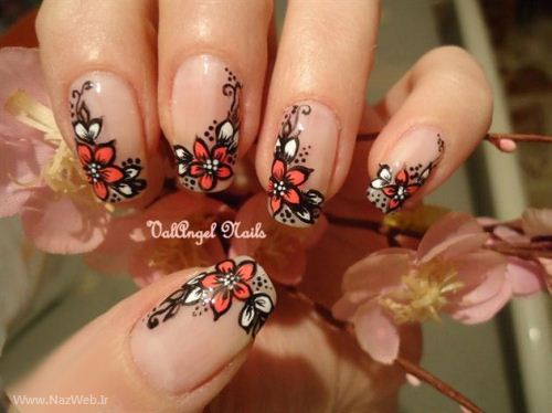 زیباترین مدل ناخن با طراحی گل