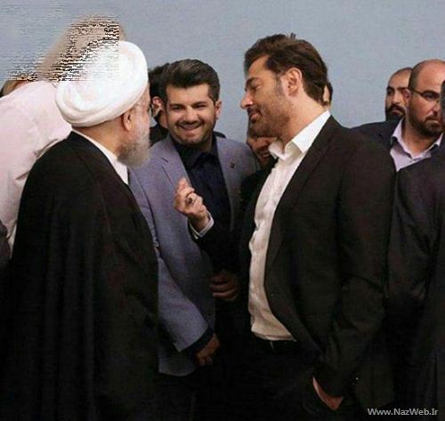 ژست جنجالی رضا گلزار مقابل حسن روحانی (عکس)