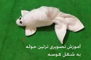 تزئین تصویری حوله به شکل کوسه برای سیسمونی + فیلم