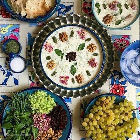 مدل تزئین های آب دوغ خیار و دستور تهیه آن