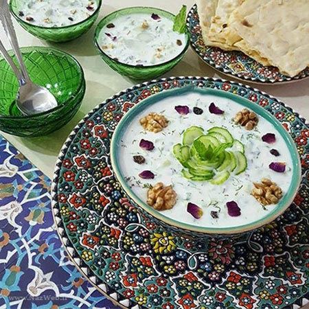 مدل تزئین های آب دوغ خیار و دستور تهیه آن