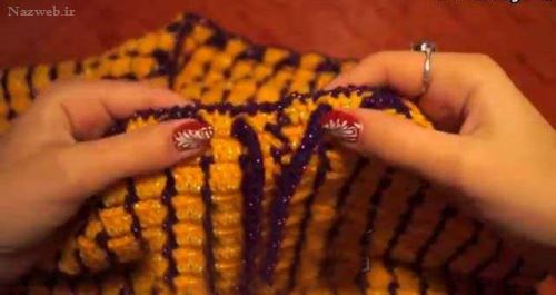 آموزش تصویری بافت شال رینگی و کلاه زیگزاگی