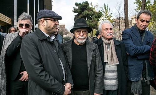 چهره شکسته و غم زده بازیگران در مراسم مرحوم محب اهری