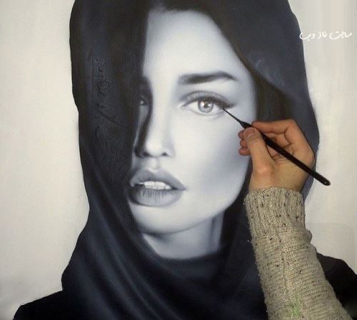 نقاشی بسیار زیبای چهره بازیگران/ سیاه قلم