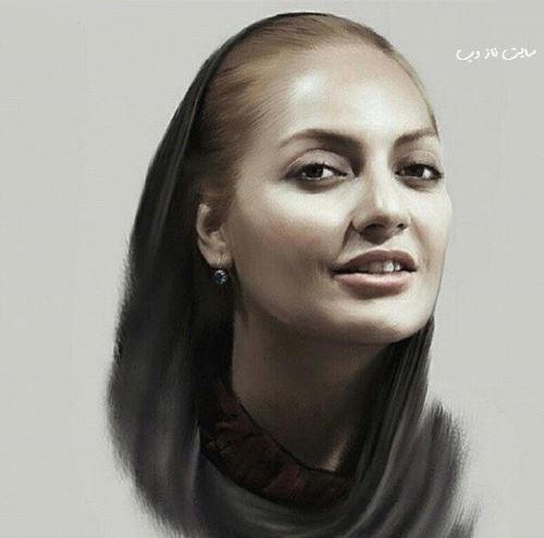نقاشی بسیار زیبای چهره بازیگران/ سیاه قلم