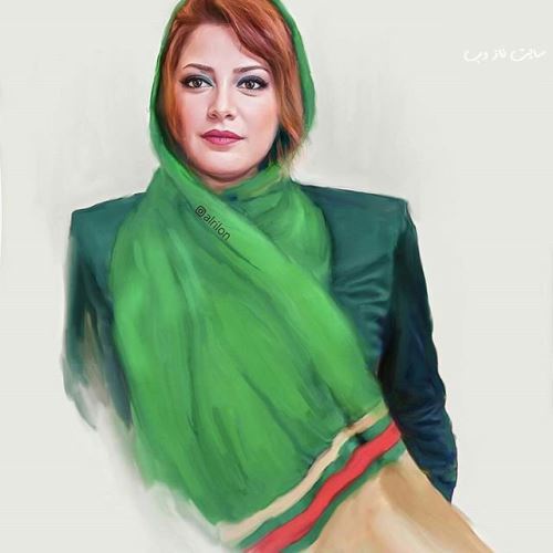 نقاشی بسیار زیبای چهره بازیگران/ سیاه قلم