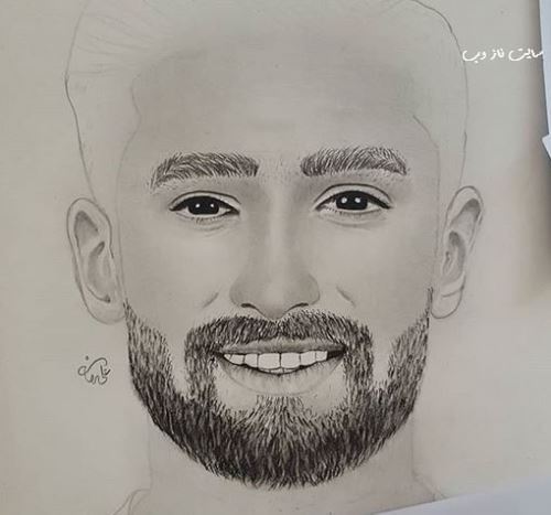 نقاشی بسیار زیبای چهره بازیگران/ سیاه قلم
