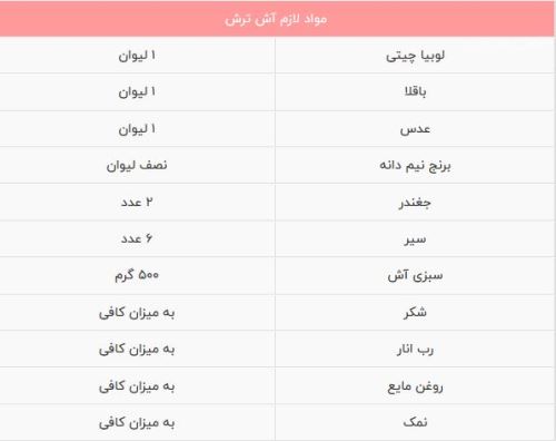 طرز تهیه انواع آش ترش سنتی شهرها