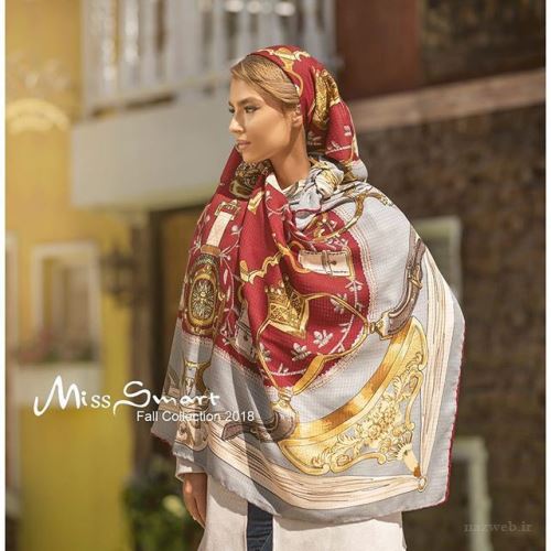 مدل گره مجلسی شال و روسری 98 ست با رنگ مو، مانتو