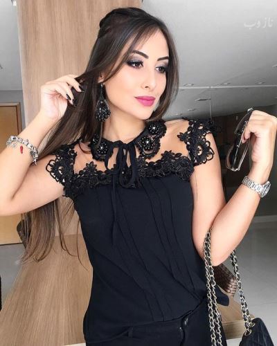 مجلسی ترین مدل شومیز و بلوز گیپور مشکی و شیک