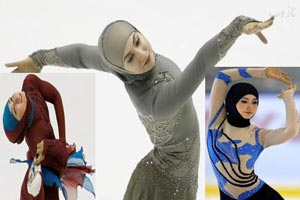 عکس های داغ زهرا لاری اولین محجبه رقاص روی یخ (پاتیناژ)