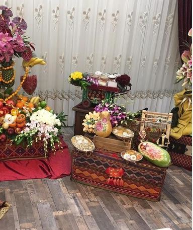 لاکچری چیدمان چله ای عروس و داماد+ اشعار عاشقانه