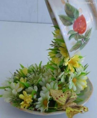 آموزش تصویری تزئین فنجان و نعلیکی با گل