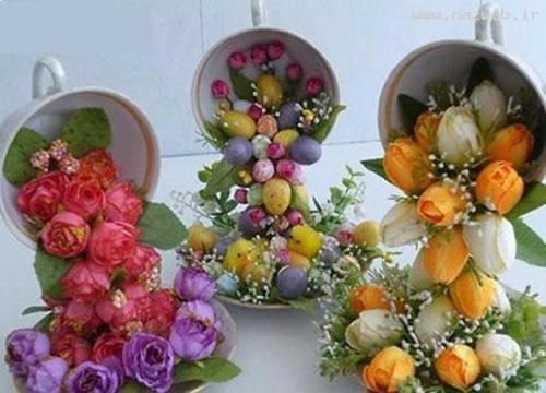 آموزش تصویری تزئین فنجان و نعلیکی با گل