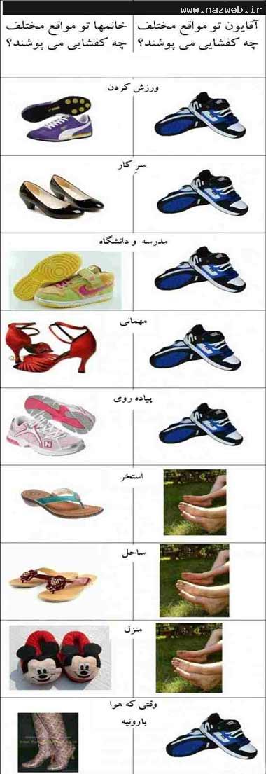 تفاوت کفش پوشیدن دخترها و پسرها (طنزتصویری)