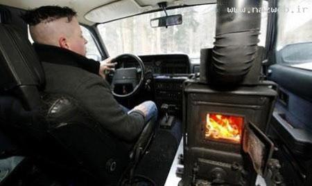 ابتکار واقعاً خنده دار مردی در سرمای زمستان+عکس