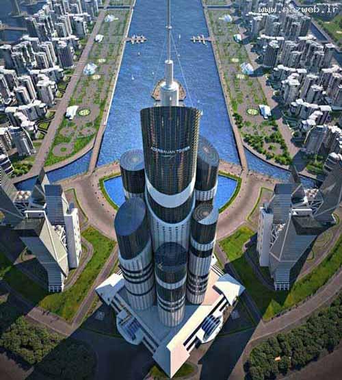 عکس های بلندترین آسمان خراش دنیا در دریای خزر