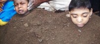 اقدام غیرانسانی دفن کودکان زنده در کود!! عکس